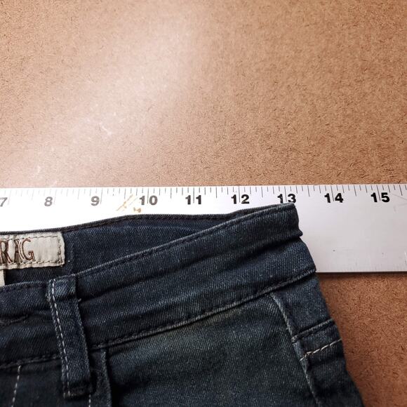 Blue Rag Jeans Womens 10 Dark Wash Blue Straight Leg Faded Stretch Trendy Modern - Picture 3 of 12